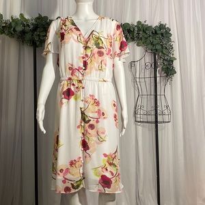 EUC Sheer Lined Floral Dress
